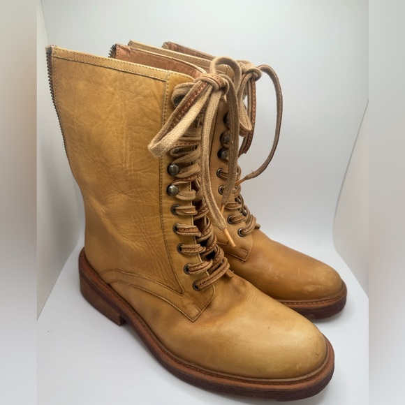Free People Shoes - FREE PEOPLE SANTA FE Tan Leather Lace-Up Combat Boots 39 US 8.5